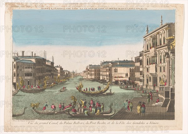 View of the Grand Canal with gondolas, the Palazzo Balbi and the Ponte Rialto in..., 1700-1799. Creator: Anon.