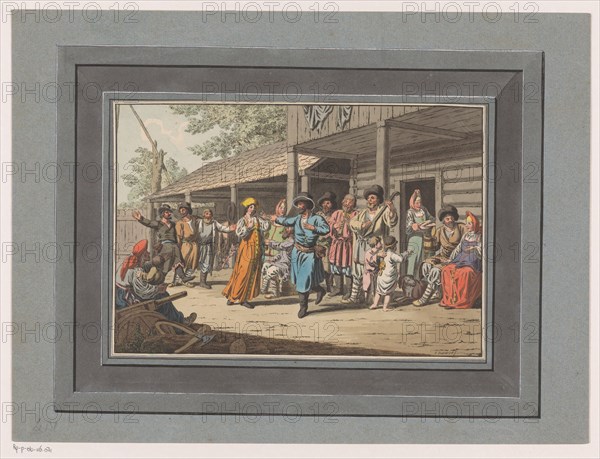 Dancing and making music at a farm, 1805. Creator: Christian Gottfried Heinrich Geissler.