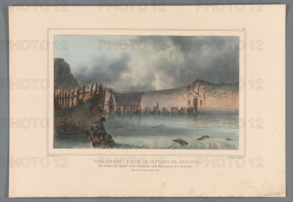 Destroyed bridge, 1832, (1833).  Creator: Auguste Raffet.