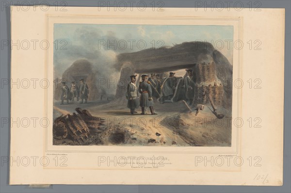 Armoured battery, 1832, (1833).  Creator: Auguste Raffet.