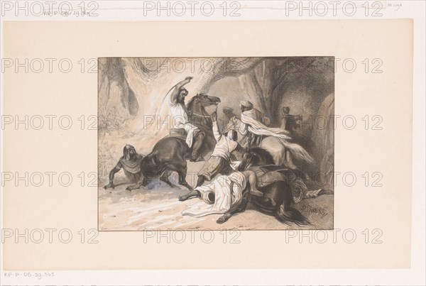 Willem met De Hoorn, Count of Orange, fights the Moors, 1827-1861. Creator: Dominicus Anthonius Peduzzi.