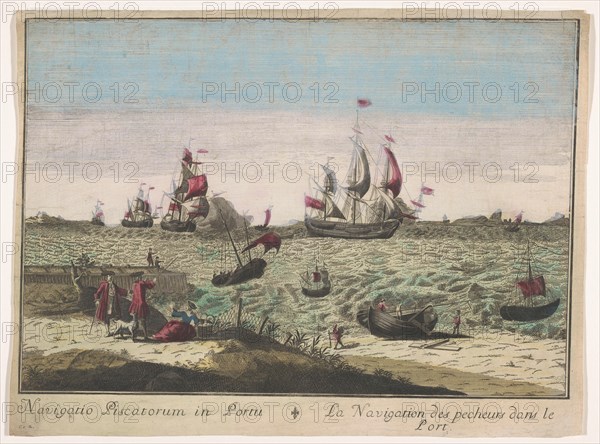 View of fishing boats in a port, 1700-1799. Creator: Unknown.