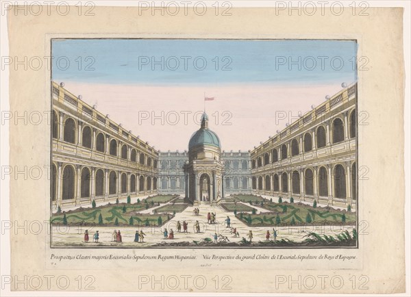 Perspective view of the Great Cloister of the Escorial Tomb of the Kings of Spain, 1700-1799.  Creator: Unknown.