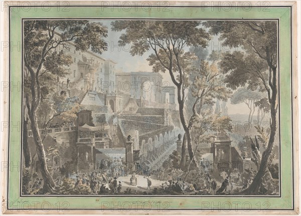 Palazzo of the Villa d'Este in Tivoli, Seen from the Fontana dell'ovato, c.1783-c.1784. Creator: Francesco Piranesi.