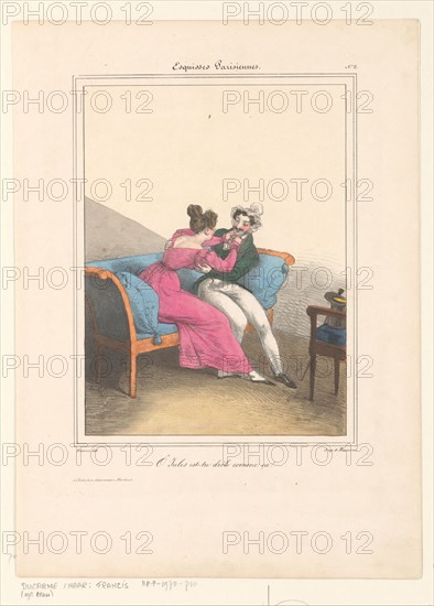 Woman teases her lover, 1827-1828.  Creator: Francis Conscience.