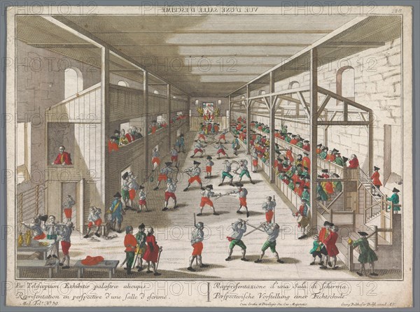 View of a fencing school, 1742-1801. Creator: Anon.