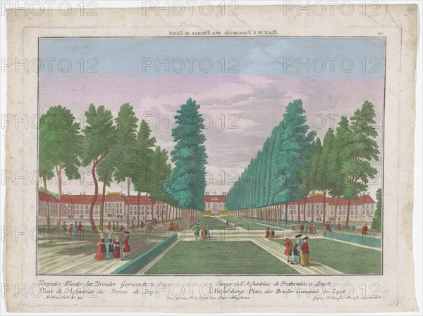 View of the Slot, congregational housing and the Moravian Church in Zeist, 1742-1801. Creator: Anon.