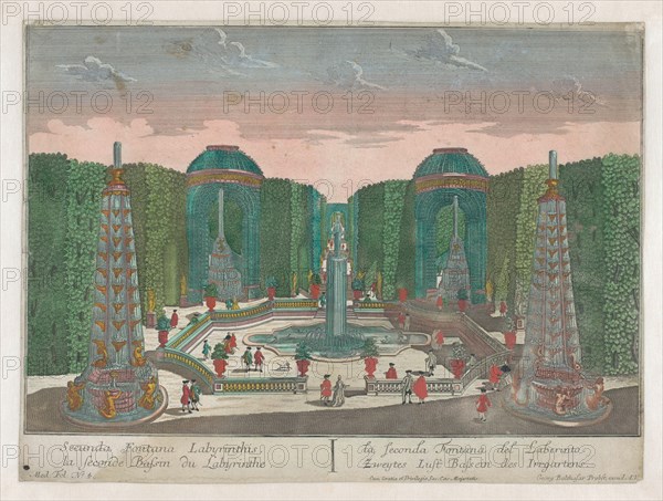 View of the second water basin in the labyrinth of a garden, 1742-1801. Creator: Anon.