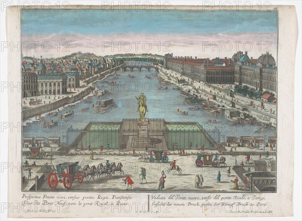 View of the Pont Neuf over the Seine River in Paris, towards Pont Royal, 1742-1801. Creator: Anon.