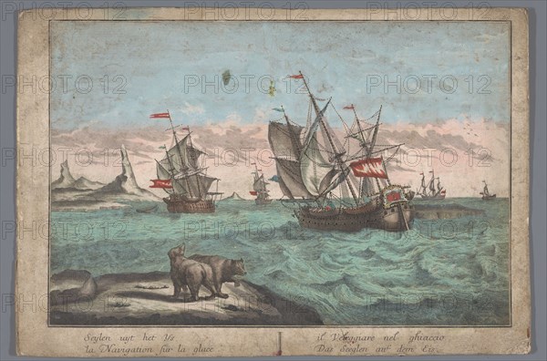 View of ships sailing in the Arctic, 1742-1801.  Creator: Anon.