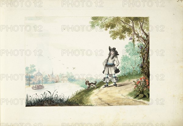 Gentleman walking along a river, c.1661. Creator: Gesina ter Borch.