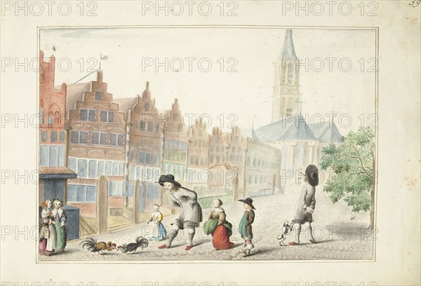 Cockfight in the Sassenstraat in Zwolle, 1655. Creator: Gesina ter Borch.