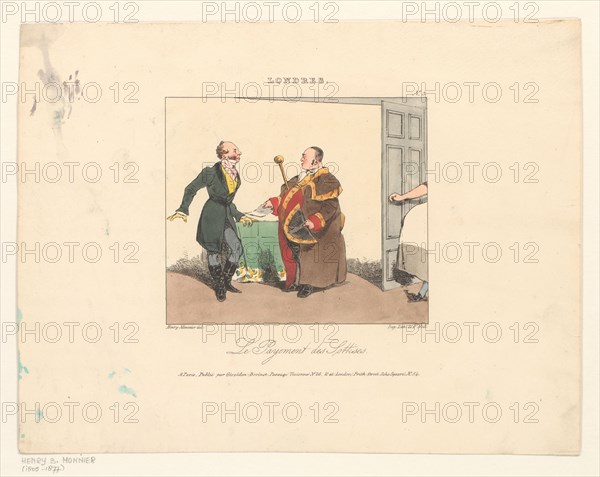 Man receives account for stupidities, 1826. Creator: Henry Bonaventure Monnier.