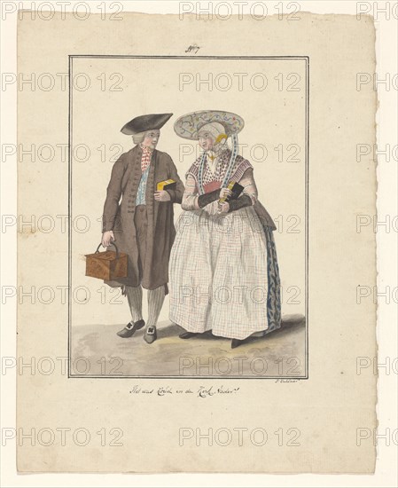 Fisher couple from Friesland, 1803-c.1899.  Creator: J. Enklaar.