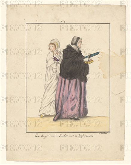 Mother and daughter on the way to church, 1803-c.1899.  Creator: J. Enklaar.