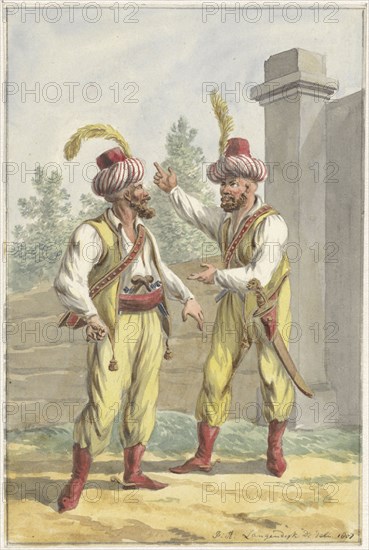 Two guards of King Louis Napoleon with turbans, 1807. Creator: Jan Antony Langendijk.