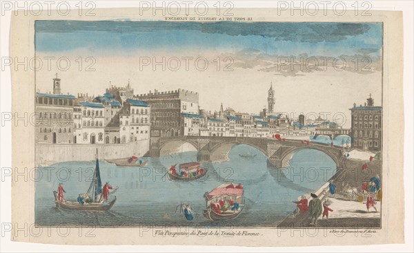 View of Ponte Santa Trinita over the river Arno in Florence, 1745-1775. Creator: Anon.
