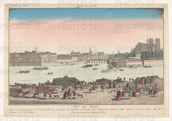 View of the city of Paris seen from the Quai de Miramion, 1745-1775. Creator: Anon.