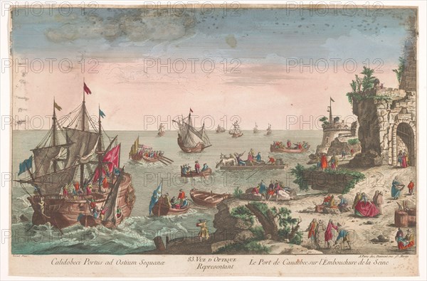 View of the harbour in Caudebec near the mouth of the Seine River, 1745-1775. Creator: Anon.