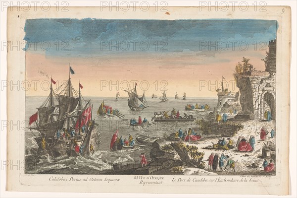 View of the harbour in Caudebec near the mouth of the Seine River, 1745-1775. Creator: Anon.