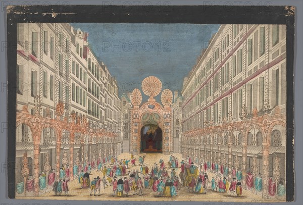 View of decorations on rue de la Ferronnerie in Paris on occasion of the restoration...1745 Creator: Anon.