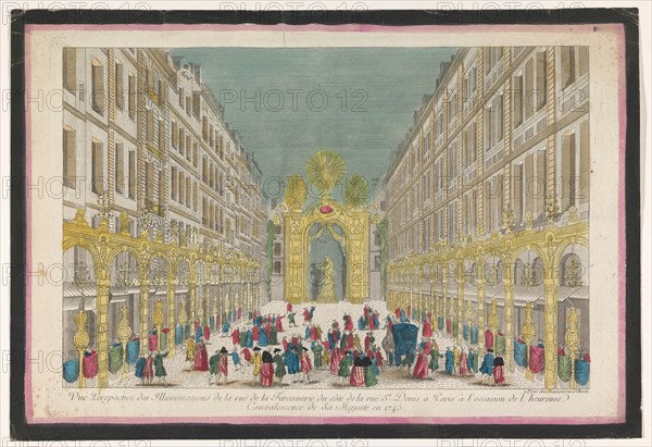 View of decorations on rue de la Ferronnerie in Paris on occasion of the restoration...1745 Creator: Anon.