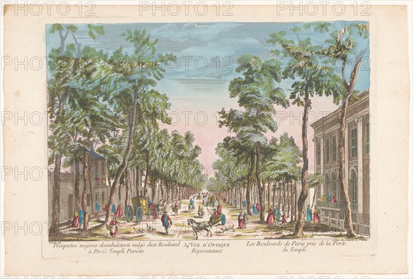 View of a boulevard in Paris seen from Porte du Temple, 1745-1775. Creator: Anon.