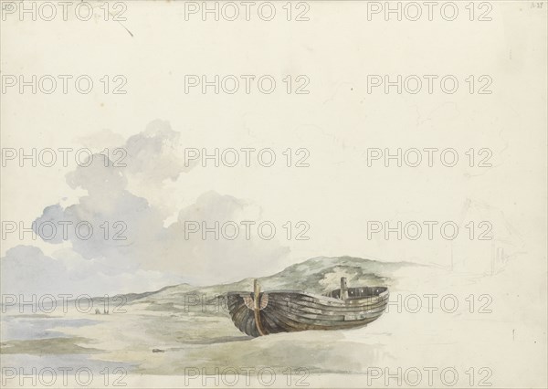 Boat on a beach, 1797-1838.  Creator: Johannes Christiaan Schotel.