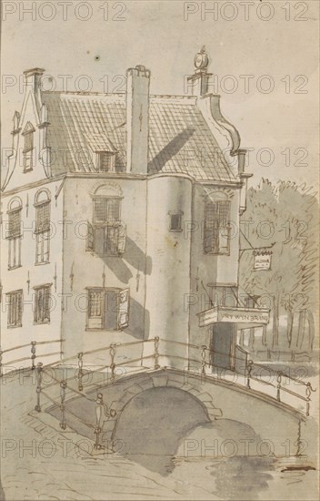 Cityscape with a bridge over a canal, c.1783-c.1797. Creator: Johannes Huibert Prins.