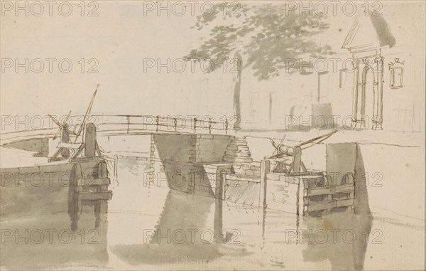 Canal with lock, c.1783-c.1797. Creator: Johannes Huibert Prins.