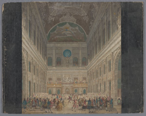 View of a festive ball in the interior of the town hall in Amsterdam, on June 6, 1768, (1768-1787). Creator: Anon.