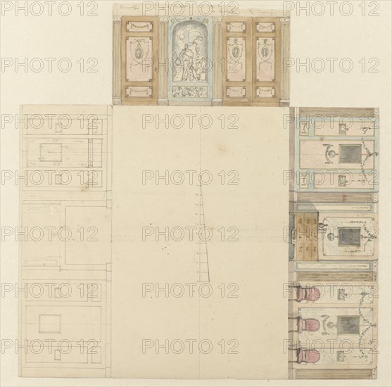 Design for the decoration of three walls of a room, c.1752-c.1819. Creator: Juriaan Andriessen.