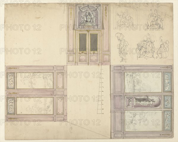 Design for the decoration of three walls of a room, c.1752-c.1819. Creator: Juriaan Andriessen.