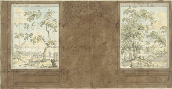 Design for wall painting in the hall of Jan de Groot, Keizersgracht 187, c.1752-c.1819. Creator: Juriaan Andriessen.