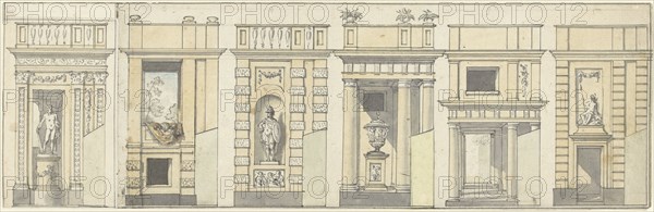 Six designs for a decorative wall, c.1752-c.1819. Creator: Juriaan Andriessen.
