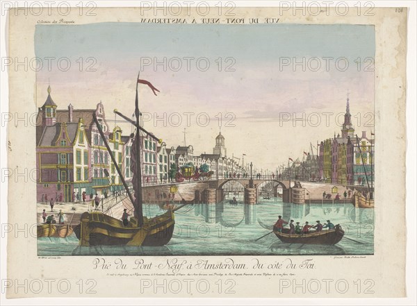 View of the new bridge over the Amstel in Amsterdam, 1755-1779. Creator: Johann Friedrich Leizelt.