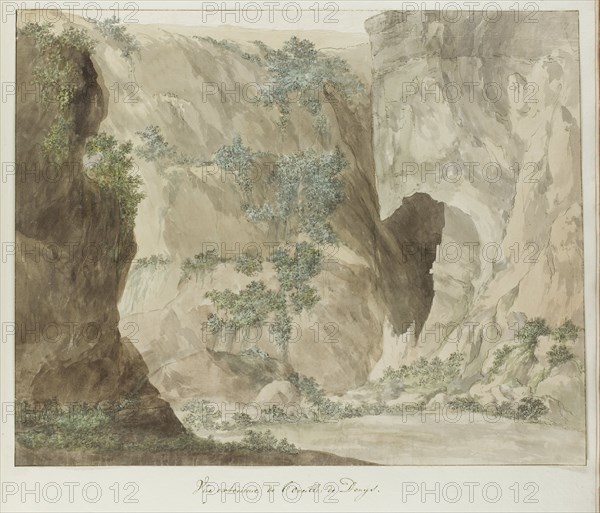 Wall of the Oreille de Denys cave, 1778. Creator: Louis Ducros.