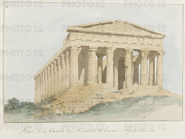 Concorde temple within walls of old Agrigentum, 1778. Creator: Louis Ducros.