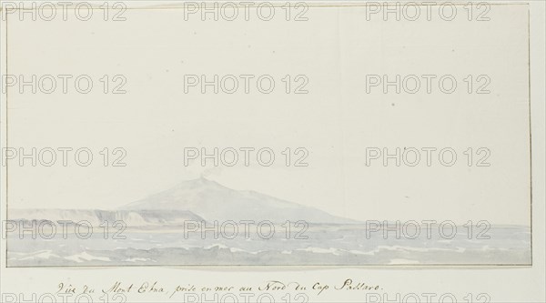 View of Etna over the sea north of Capo Passero, 1778. Creator: Louis Ducros.