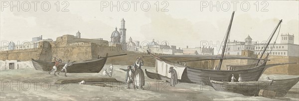 View of the port of Bari on the south side, 1778. Creator: Louis Ducros.