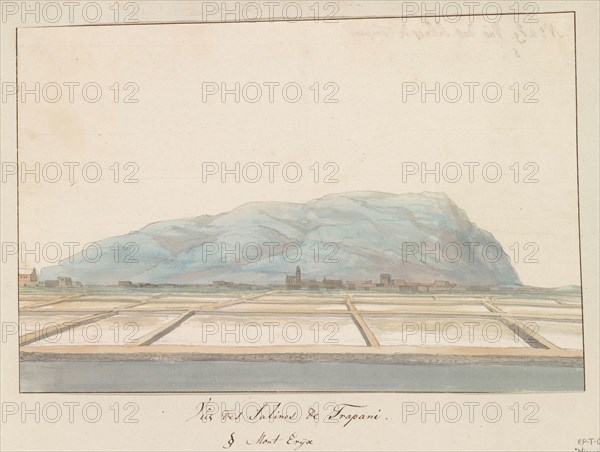 View of the salt pans of Trapani, 1778. Creator: Louis Ducros.