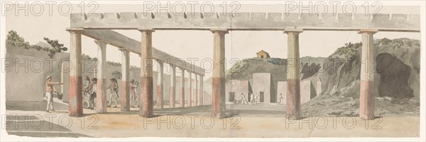 Roman camp within the walls of Agrigentum with the Temple of Asclepius, 1778. Creator: Louis Ducros.