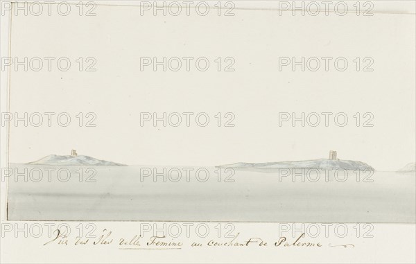 View of Isola delle Femmine near Palermo, 1778. Creator: Louis Ducros.