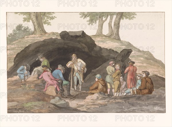 Stop at the Grotta delle Capre on the border at Nemorosa and Fredda, 1778. Creator: Louis Ducros.