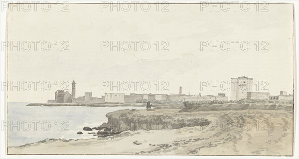 View of Trani located on the coast, 1778. Creator: Louis Ducros.