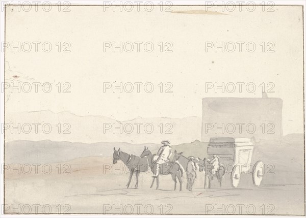 Stop on the road before arrival in Terracina, 1778. Creator: Louis Ducros.