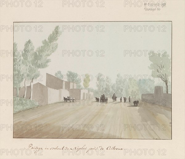 Street scene when leaving Naples at Cisterna, 1778. Creator: Louis Ducros.