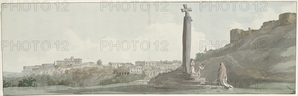 View of Ariano and monument, known as Altar of Janus, 1778. Creator: Louis Ducros.
