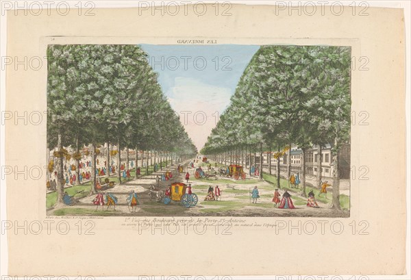 View of a boulevard in Paris seen from the Porte Saint-Antoine, 1759-c.1796. Creators: Louis-Joseph Mondhare, Anon.