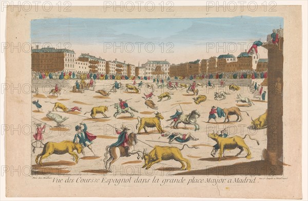 View of a bullfight on the Plaza Mayor in Madrid, 1759-c.1796. Creator: Louis-Joseph Mondhare.